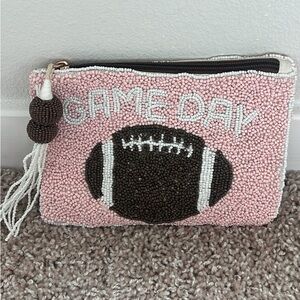 Pink Beaded Game Day Clutch
